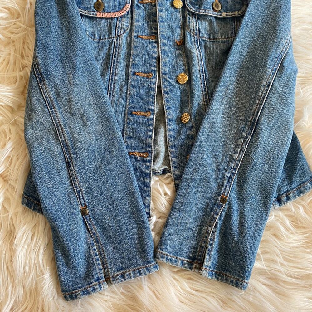 Vintage Bison Bisou denim jacket embroidery crystal beads size small Boho Fairy - Picture 5 of 8